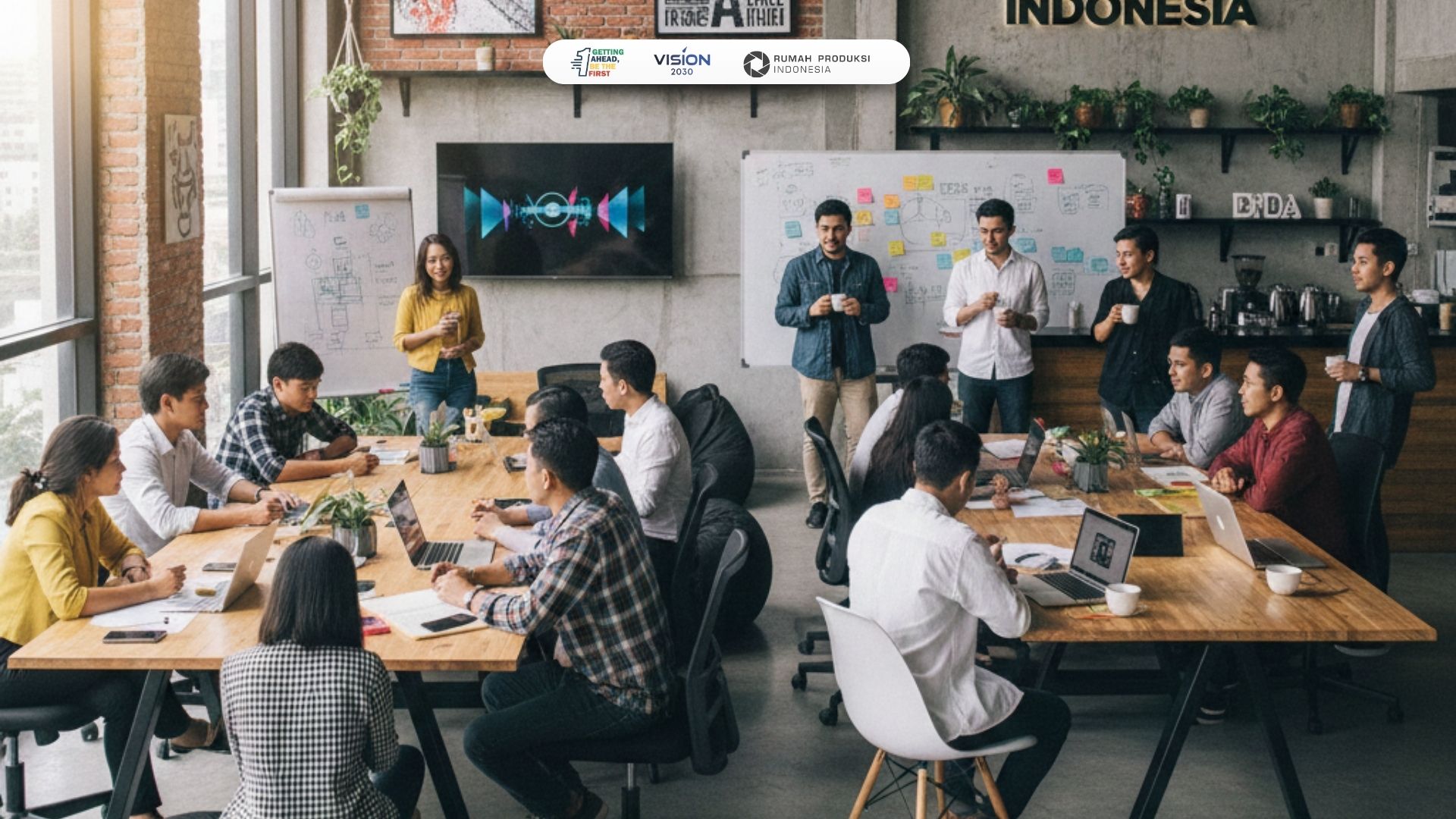 Tim creative agency Indonesia sedang merancang strategi brand untuk bisnis modern