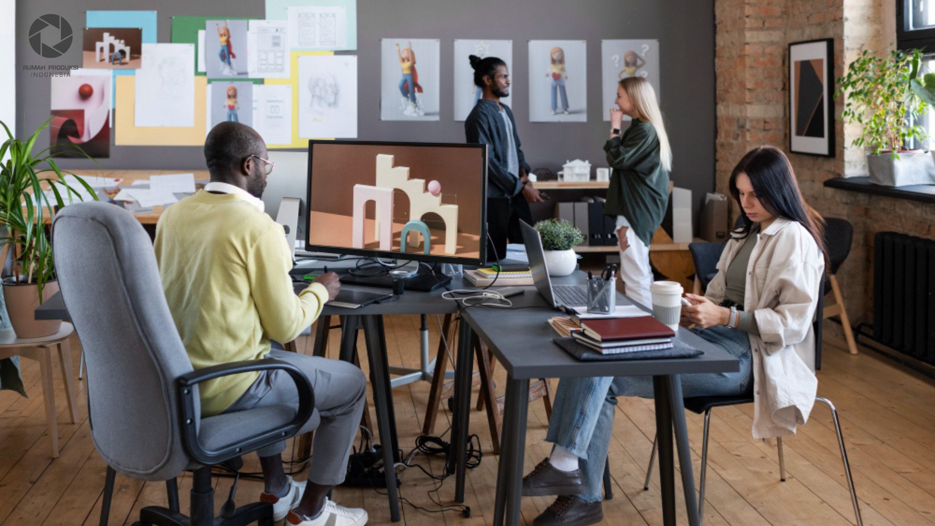 Tim kreatif digital creative agency Indonesia berkolaborasi menyusun strategi branding digital modern.