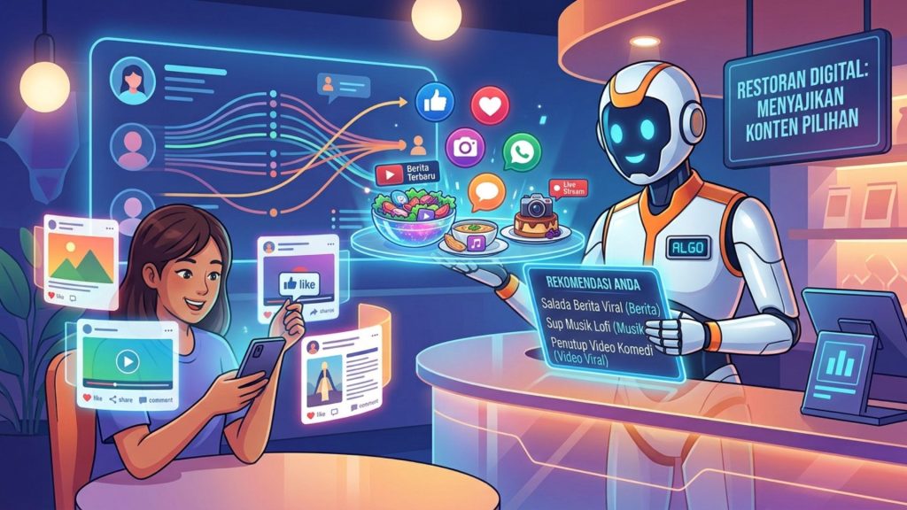 algoritma media sosial yang bekerja seperti pelayan restoran digital menyajikan konten pilihan