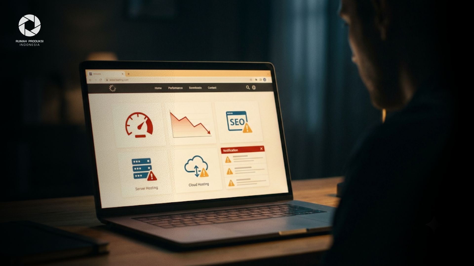 website lambat dengan indikator loading, server, dan optimasi performa website.