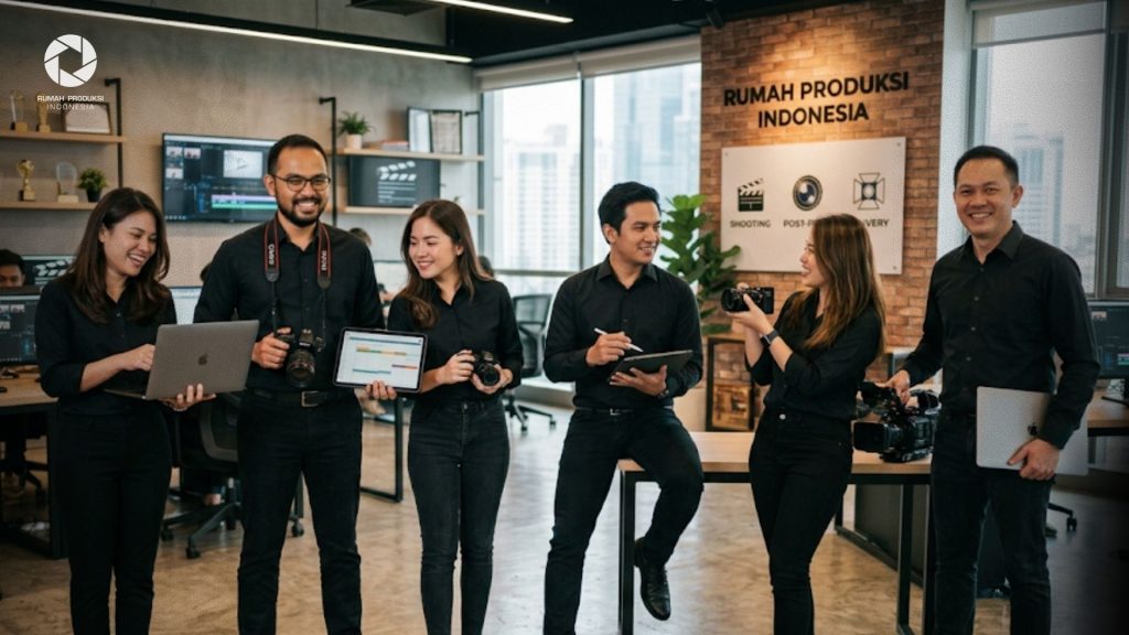 Tim profesional digital marketing agency Rumah Produksi Indonesia sedang merancang strategi SEO Website, Google Ads, dan Meta Ads untuk klien